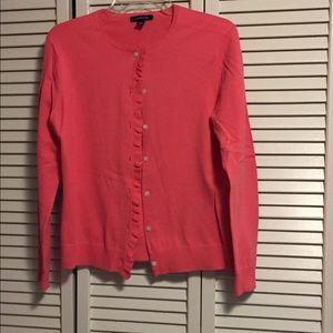 Lands End Ruffle Front Cardigan Sweater